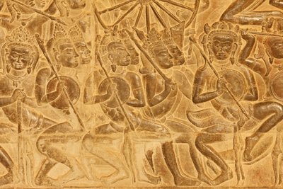 Angkor Wat, Détail de la sculpture en relief de la bataille de Kurukshetra, Siem Reap, Cambodge - Unbekannt