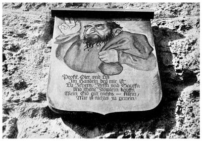 Antisémitisme : inscription médiévale sur le mur de la ville, Rothenburg, Allemagne, 1956 - Unbekannt