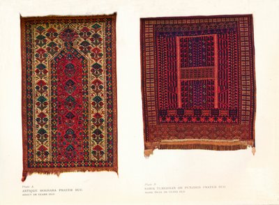 Tapis de prière antique de Boukhara et tapis de prière Sarik Turkoman ou Punjdeh, vers 1920 - Unbekannt