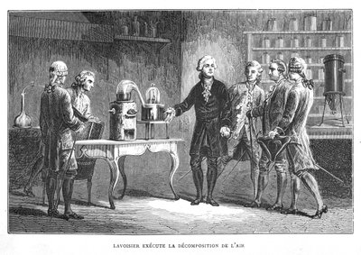 Antoine Laurent Lavoisier, chimiste français, démontrant sa découverte de l