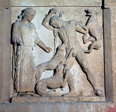 Metope archaïque montrant Actéon et Artémis, 5ème siècle av. J.-C. - Unbekannt
