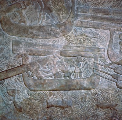 Relief assyrien du transport de bois - Unbekannt