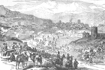 Attaque sur une ville Afreedi, vers 1880 - Unbekannt