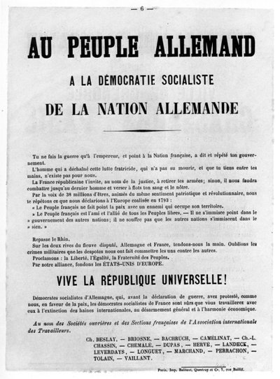 Au Peuple Allemand, des affiches politiques françaises de la Commune de Paris, mai 1871 - Unbekannt