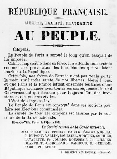 Au Peuple, des affiches politiques françaises de la Commune de Paris - Unbekannt