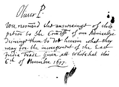 Note autographe d