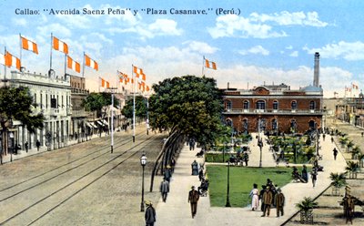 Avenida Saenz Pena et Plaza Casanave, Callao, Pérou, vers 1900 - Unbekannt