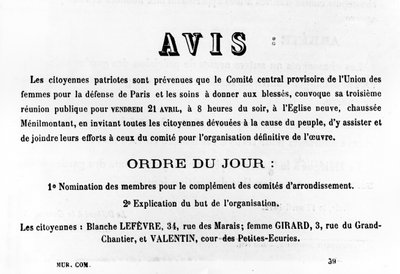 Avis, des affiches politiques françaises de la Commune de Paris, mai 1871 - Unbekannt