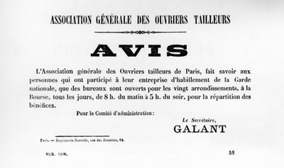 Avis, des affiches politiques françaises de la Commune de Paris, mai 1871 - Unbekannt
