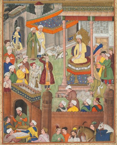 Babur reçoit le butin et le salut de Humayun après la victoire sur le sultan Ibrahim, vers 1596-1597 - Unbekannt