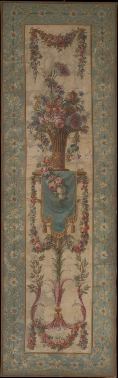 Panier de fleurs avec guirlandes, 1770-90 - Unbekannt