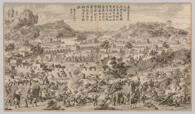 Bataille à Tunggushi Luke : des Scènes de bataille de la répression des rébellions..., vers 1765-1774 - Unbekannt