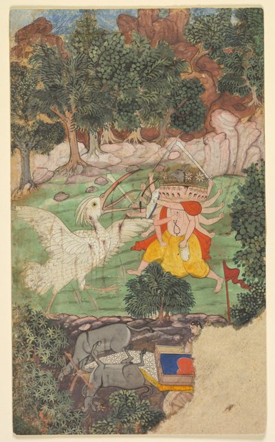 Bataille de Ravana et Jatayu, du chapitre 49 du livre Aranya-kanda de la Forêt, vers... - Unbekannt
