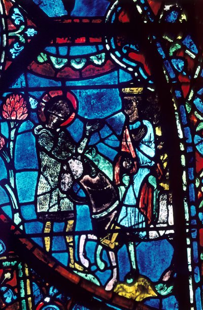 Baudoin annonce à Charlemagne la mort de Roland, vitrail, Cathédrale de Chartres, 1194-1260 - Unbekannt