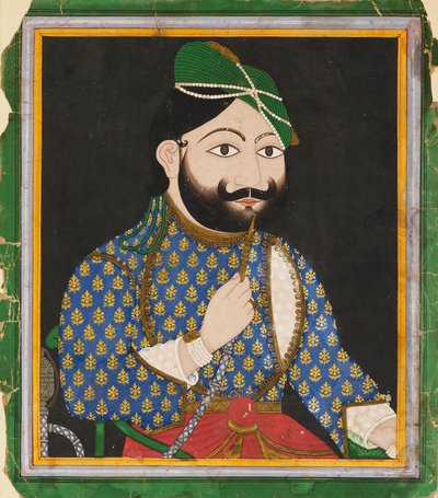 Homme barbu portant un turban vert, 19ème siècle - Unbekannt