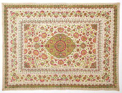 Couverture de lit avec motif de médaillon floral, fin des années 1600 au début des années 1700 - Unbekannt