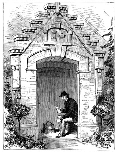 Benjamin Disraeli 1804-1881 lisant des lettres dans le porche de Hughenden Lodge, 19ème siècle - Unbekannt