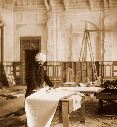Bhai Ram Singh au travail dans la salle indienne, Osborne House, Île de Wight, 1892 - Unbekannt