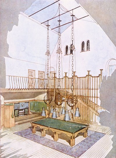 Salle de billard, conçue par George Walton, de 