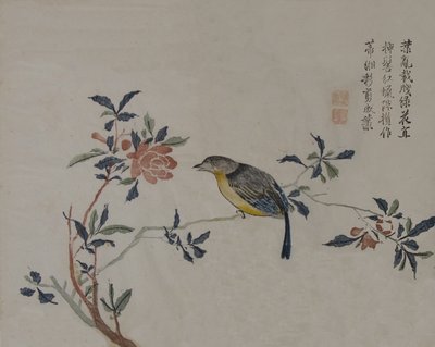 Oiseau sur une branche fleurie, 19e siècle - Unbekannt
