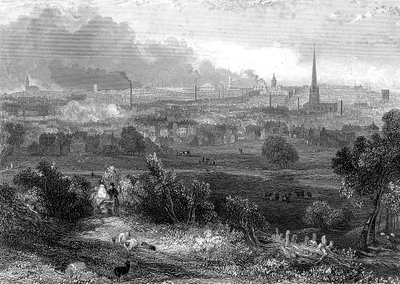 Birmingham vue du sud montrant des cheminées fumantes, vers 1860 - Unbekannt