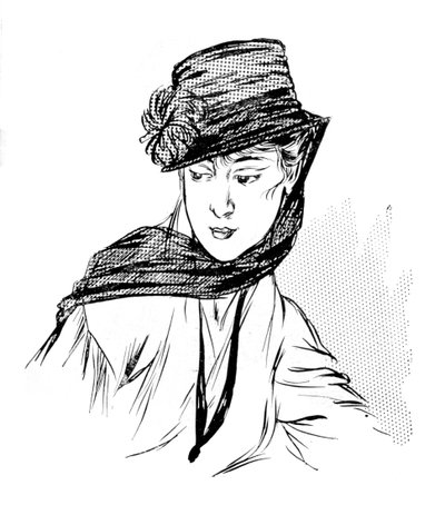 Chapeau en crêpe noir avec chrysanthème en soie et voile de deuil, 1915 - Unbekannt