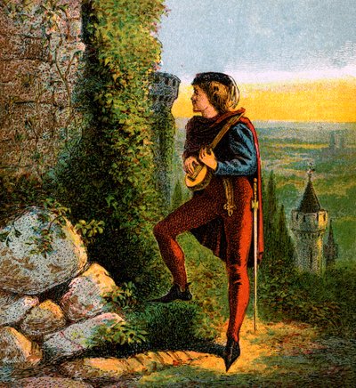 Blondel à la prison de Richard, 12ème siècle, vers 1850 - Unbekannt