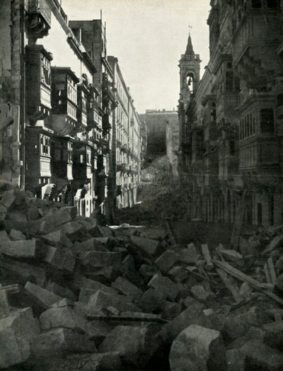 Dégâts de bombes dans une rue maltaise, Seconde Guerre mondiale, 1942-1944 - Unbekannt