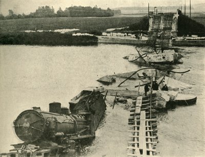 Pont bombardé et train déraillé, nord de la France, Première Guerre mondiale, 1914 - Unbekannt