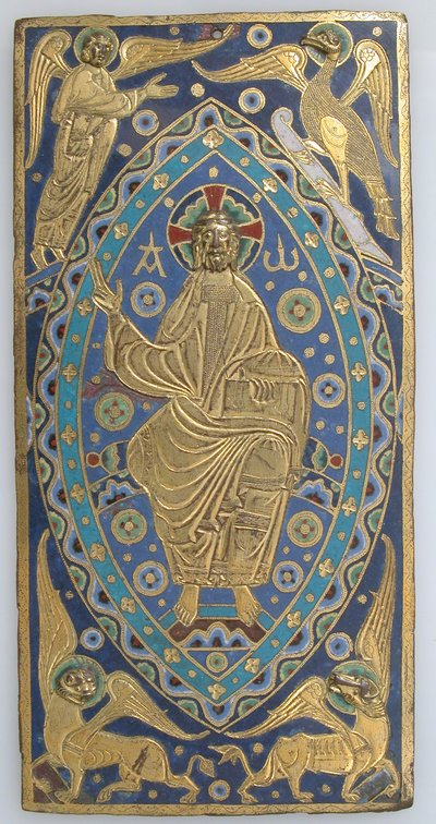 Plaque de couverture de livre avec Christ en majesté, français, vers 1200 - Unbekannt