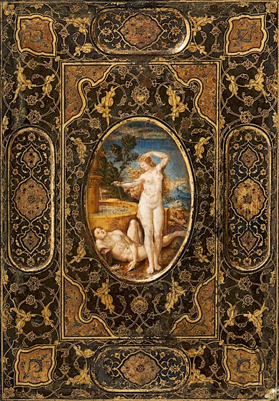 Couverture de livre, cuir peint, fin du 16ème siècle - Unbekannt