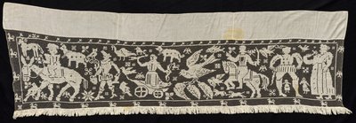 Bordure avec figures montées et debout, chars et animaux, XIXe siècle - Unbekannt