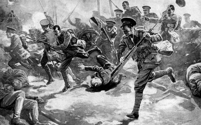Infanterie britannique en bataille avec les forces allemandes, Première Guerre mondiale, 1914 - Unbekannt