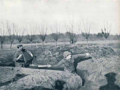 Soldats britanniques pratiquant le lancer de grenades à main, vers 1914 - Unbekannt
