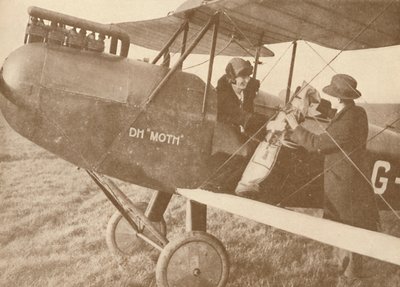 Par avion vers les terrains de golf dans un petit avion léger 27-60 HP Moth, 1927 - Unbekannt