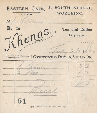 Reçu de café, 1950 - Unbekannt