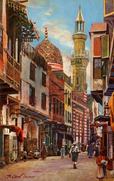 Le Caire : rue Boulac et mosquée d