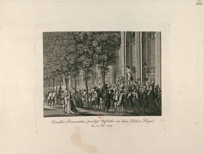 Camille Desmoulins dans les jardins du Palais Royal, vers 1797-1800 - Unbekannt