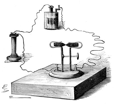 Microphone à charbon, inventé en 1878 par David Edward Hughes - Unbekannt