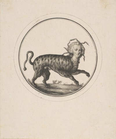 Caricature montrant Marie-Antoinette en léopard, XVIIIe siècle - Unbekannt