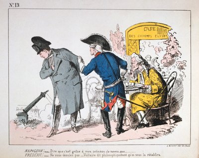 Caricature de Napoléon Ier regardant la chute de la Colonne Vendôme, Commune de Paris, 1871 - Unbekannt
