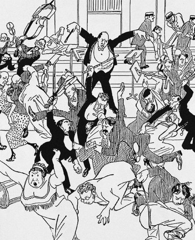 Caricature sur la Symphonie de chambre n° 1 de Schoenberg le 31 mars 1913 à Vienne, 1913 - Unbekannt