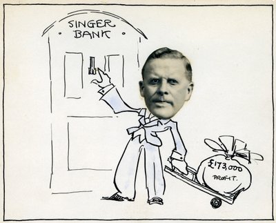 Caricature du directeur général William E Bullock, Singer & Company Ltd - Unbekannt