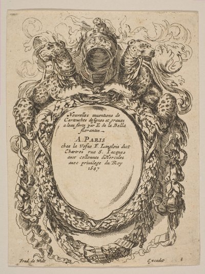 Cartouche avec titre : Nouvelles inventions de Cartouches, XVIIe siècle - Unbekannt