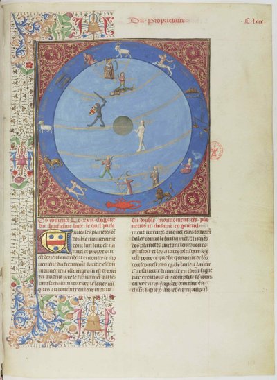 Sphères célestes, planètes et zodiaques. Miniature du Livre des propriétés des choses, vers 1480 - Unbekannt
