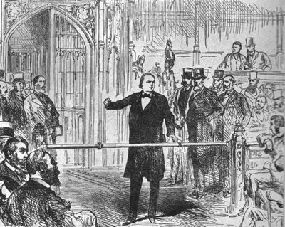 Charles Bradlaugh revendiquant le droit de faire l