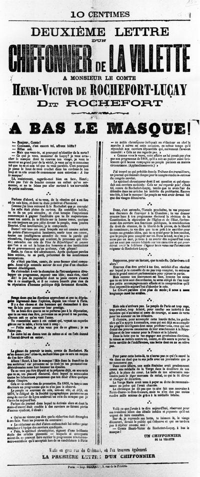 Chiffonnier de La Villette, des affiches politiques françaises de la Commune de Paris, mai 1871 - Unbekannt