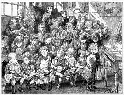 Enfants attendant la soupe à l