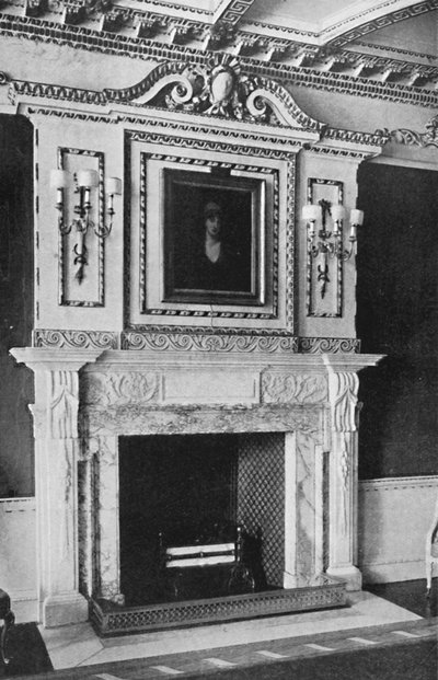 Cheminée dans le salon rouge, Raynham Hall, Norfolk, 1927 - Unbekannt