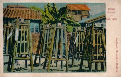 Criminels chinois dans des cages de mort, vers 1900 - Unbekannt